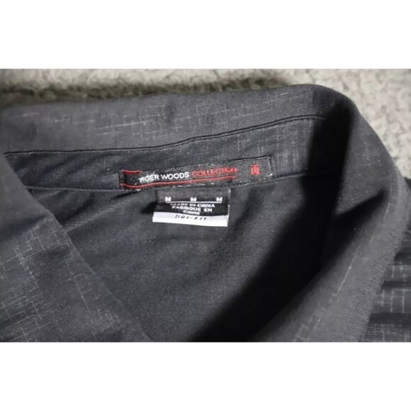 Tiger Woods Collection Dri-Fit Polo Shirt Men M Black Spread Collar Short Sleeve - Picture 4 of 8